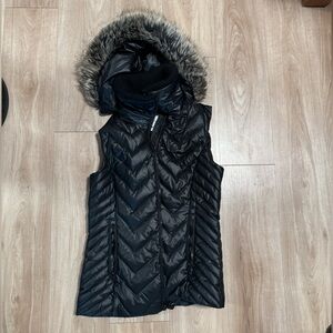 BCBG Faux Fur Trim Hood Vest